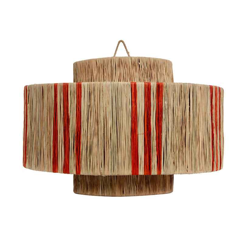 Rattan csíkos lámpaernyő narancs