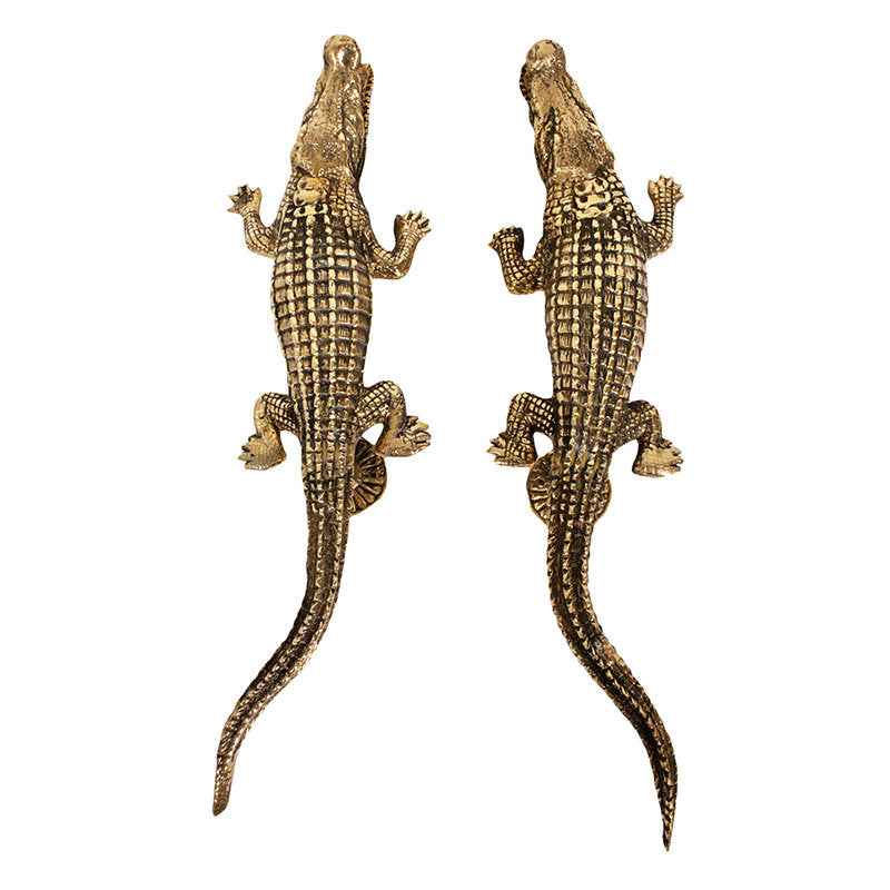 Sárgaréz krokodil ajtófogantyú szett (2 db)