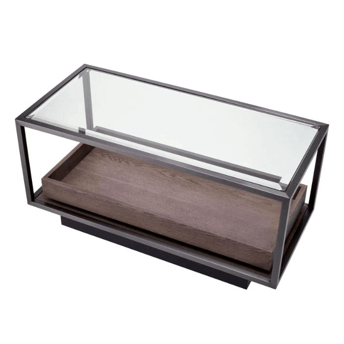 Roxton üveg lerakóasztal bronz kerettel