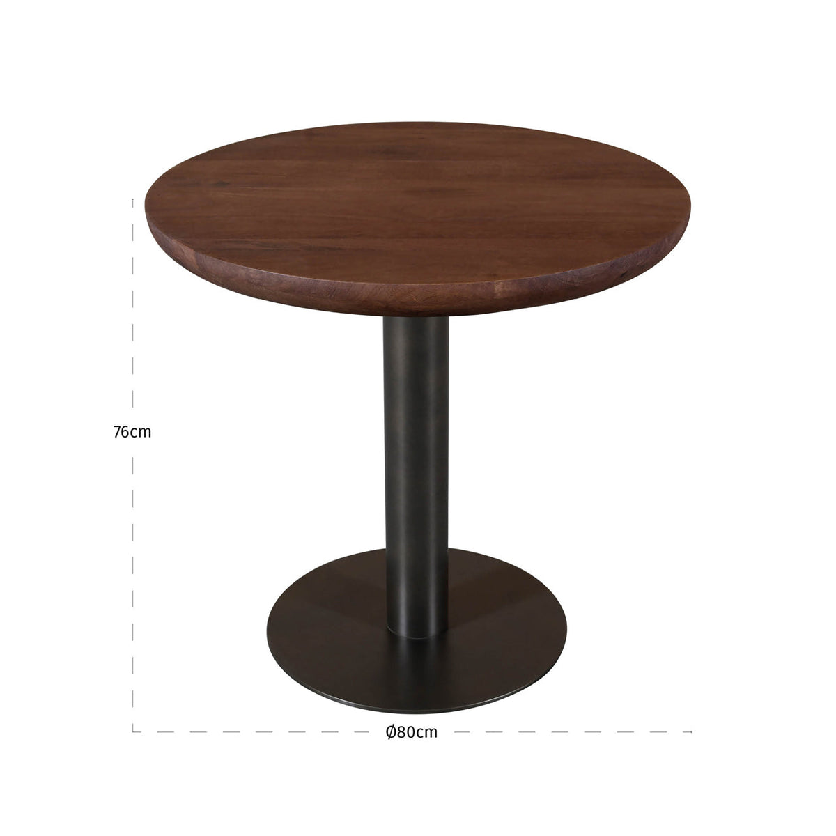 Baldwin kerek bisztróasztal – Tömör mangófából és vasból, Ø 80 cm