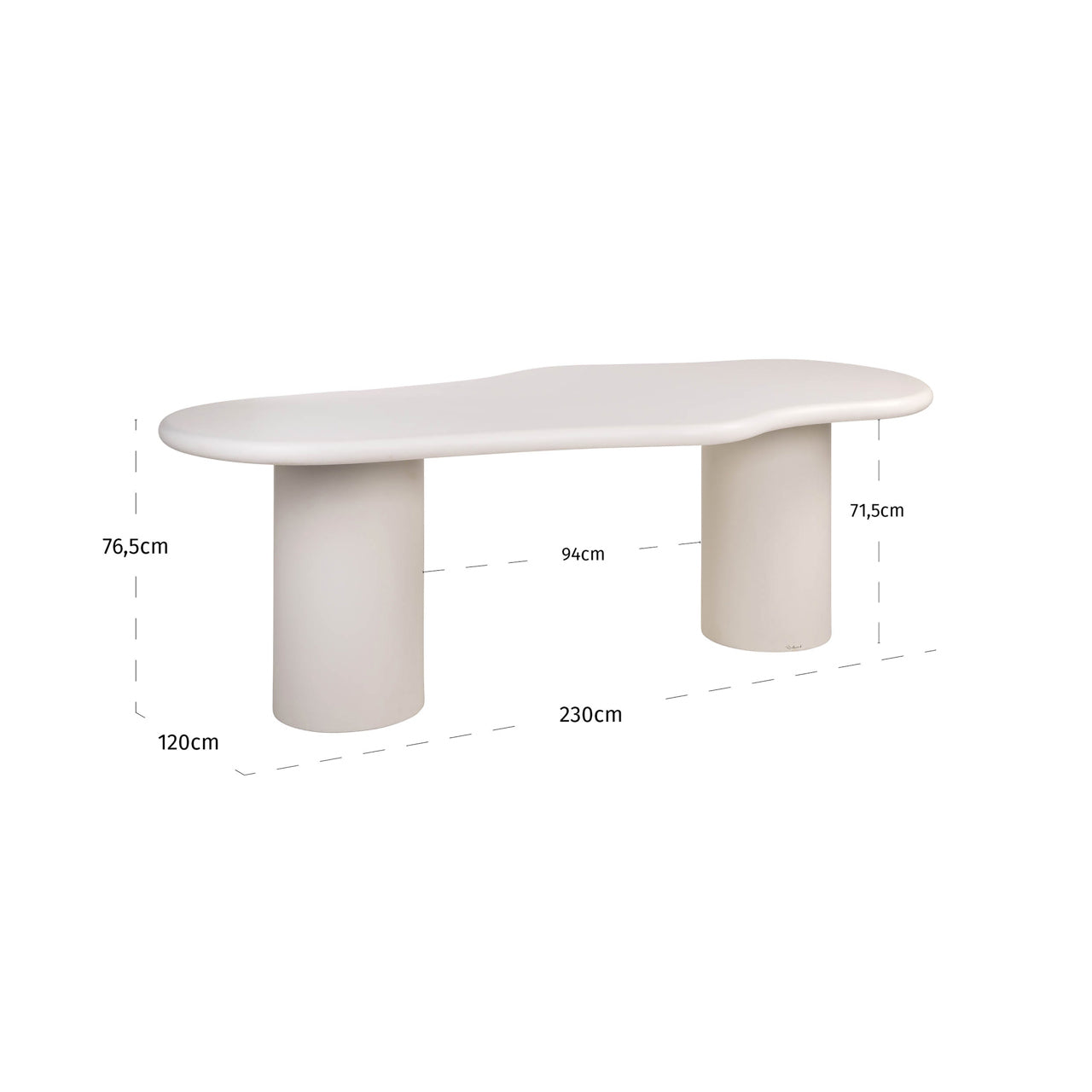 bloomstone etkezoasztal feher oko gipsz felulettel 230 cm