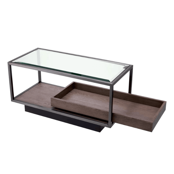 Roxton üveg lerakóasztal bronz kerettel
