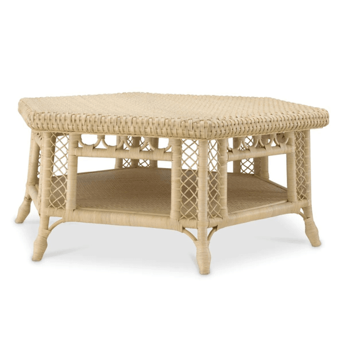 Saba rattan dohányzóasztal 120x105