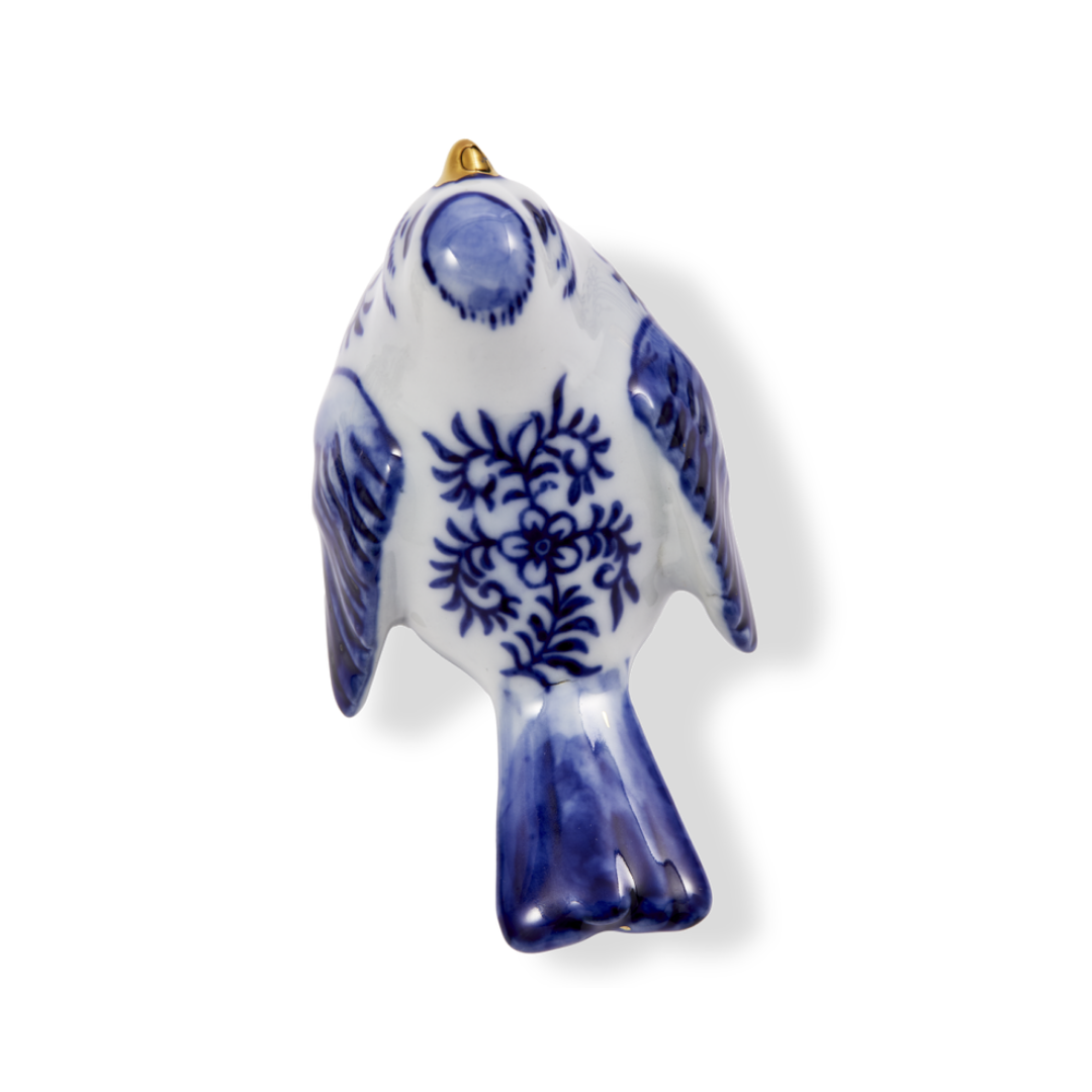 Blue Bird Family porcelán dekoráció