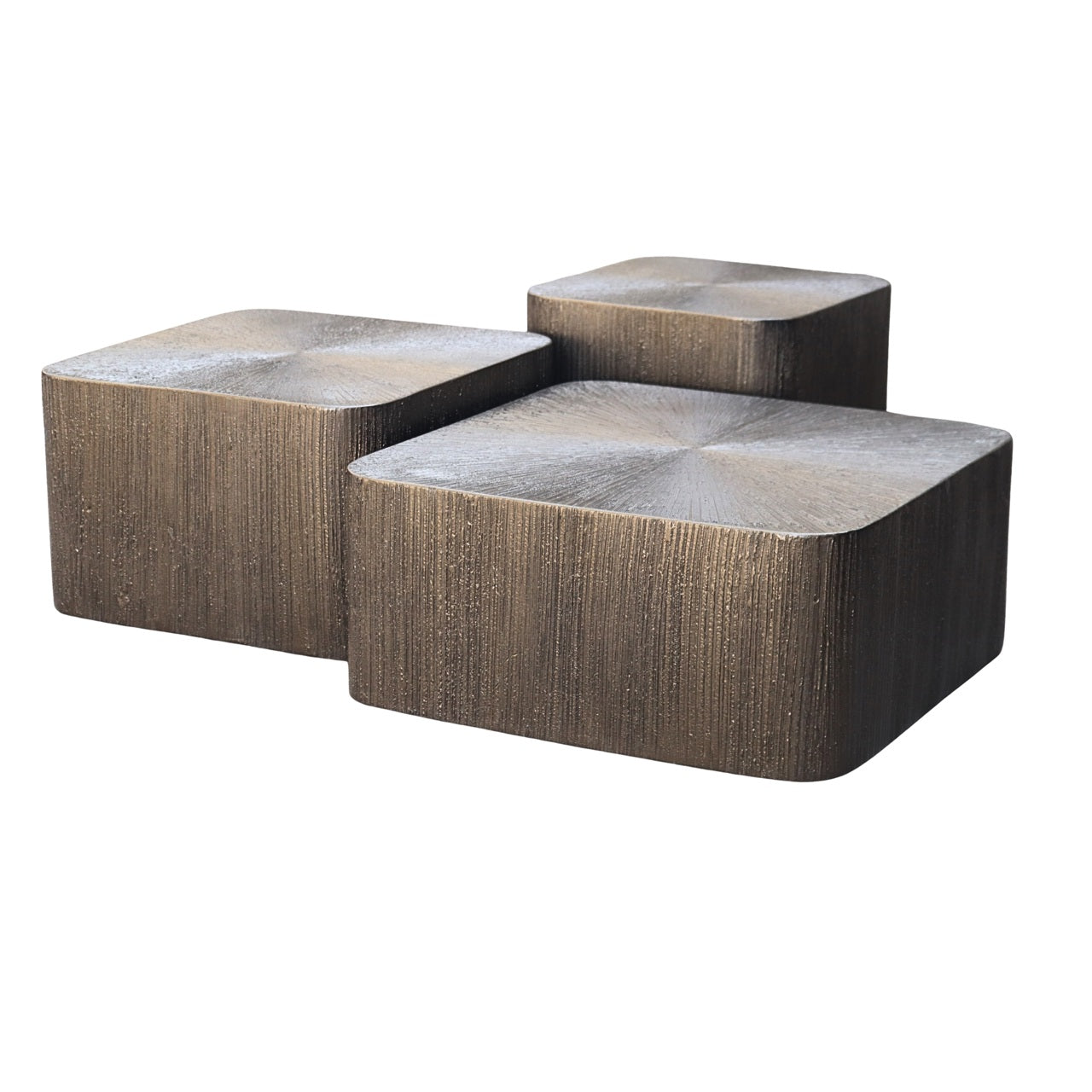 Cubes dohányzóasztal-szett – MDF és fém kivitelben (3 darabos szett)
